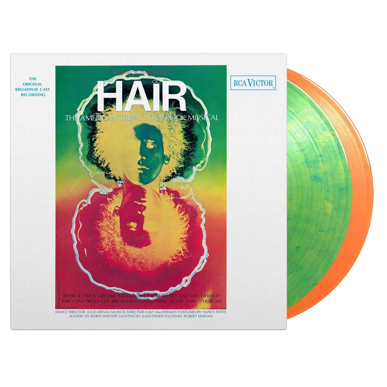 HAIR ORIGINAL BROADWAY SOUNDTRACK GREEN AND ORANGE COLOURED